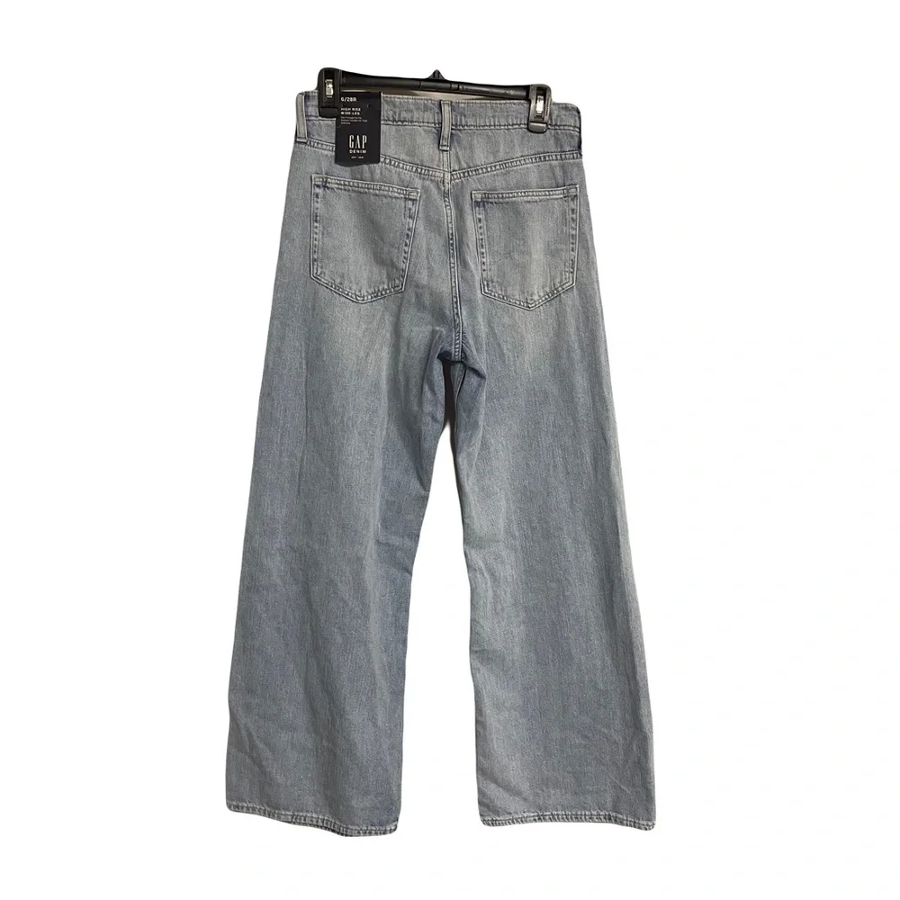 Gap denim women’s high rise wide leg jeans size 6/28 regular 100% cotton - Picture 2 of 10